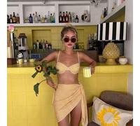 Damen Frühling/Sommer Neu Kariert Sexy Lässig Elegant Bikini Bademode Set, Strand Urlaub Party Passende Strandkleider & Rock Urlaub