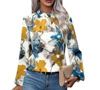 Damen FrüHling Und Herbst Rundhalsausschnitt Druck Mode Temperament Damen Langarm Bluse Bottoming Shirt