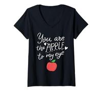 Damen Fruit Apple Eye Love Romantic Lovely Gift Idea Apple of Eye T-Shirt mit V-Ausschnitt