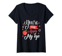 Damen Fruit Apple Eye Love Romantic Lovely Gift Idea Apple of Eye T-Shirt mit V-Ausschnitt