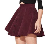 Damen für Herbst Winter Minirock A Linie Hoch Taille Waist Kurz Freizeitrock Elegante Pull On Elastische Kurz Cord Röcke