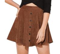 Damen für Herbst Winter Minirock A Linie Hoch Taille Waist Kurz Freizeitrock Elegante Pull On Elastische Kurz Cord Röcke