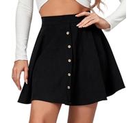 Damen für Herbst Winter Minirock A Linie Hoch Taille Waist Kurz Freizeitrock Elegante Pull On Elastische Kurz Cord Röcke