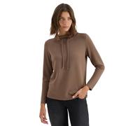 Langarmshirt CECIL, Damen, Gr. XXL (46), beige (natural taupe), Stoff, 69% Polyester, 28% Viskose, 3% Elasthan, unifarben, normal normal, hoch geschlossener Ausschnitt, abgesteppt, Shirts Langarmshirt