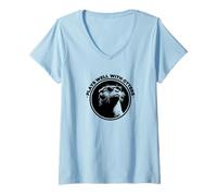 Damen Funny Black Logo Sunglasses Plays Well with Otters Lover T-Shirt mit V-Ausschnitt