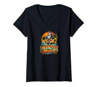 Damen Funny Buff Fitness Gorilla Beach Shorts Summer Sunset T-Shirt mit V-Ausschnitt