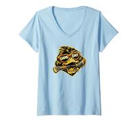 Damen Funny Hockey Duck Game Day Vintage Shirt Fans T-Shirt mit V-Ausschnitt