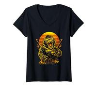 Damen Funny Hockey Duck Game Day Vintage Shirt Fans T-Shirt mit V-Ausschnitt