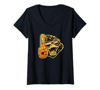 Damen Funny Hockey Duck Game Day Vintage Shirt Fans T-Shirt mit V-Ausschnitt