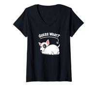 Damen Funny Kawaii Kids Guess What Bull Terrier Butt Lover T-Shirt mit V-Ausschnitt