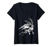 Damen Furfur Demon Hart Infernal Dictionaire T-Shirt mit V-Ausschnitt