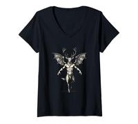 Damen Furfur Der verzauberte Waldwächter T-Shirt mit V-Ausschnitt