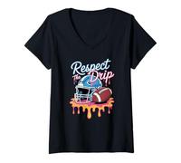 Damen Fußball Drip Jungen Fußball EIS Streuen Respect Drip T-Shirt mit V-Ausschnitt