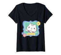 Damen Gabby’s Dollhouse Cakey Cat Floral Portrait T-Shirt mit V-Ausschnitt
