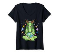 Damen Gaia Mutter Erde Griechische Mythologie Göttin Heiden Natur T-Shirt mit V-Ausschnitt