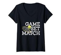 Damen Game Set Match - Tennis Player - Coach Sports Team Fan's T-Shirt mit V-Ausschnitt