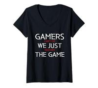 Damen Gamers Can't Die We Just Restart The Game Funny Gaming Meme T-Shirt mit V-Ausschnitt