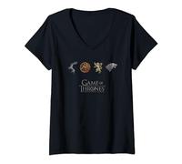 Damen Games of thrones 4 Houses T-Shirt mit V-Ausschnitt