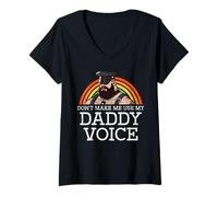 Damen Gay Bear Don't Make Me Use Daddy Voice Rainbow Pride LGBT Men T-Shirt mit V-Ausschnitt