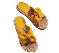 Damen Geflochten Sandalen Sale Frauen Bowknot Sandaletten Gekreuzte Riemen Pantoletten Flache Hausschuhe Bequeme Leichte Sandale Offene Zehe Strand Sandale Outdoor Sommer Sandalette Pool Gartenschuhe