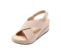 Damen Gekreuzte Riemen Sandalen Sale Plateau Sandals Frauen Slingback Sandaletten Aushöhlen Sandale Atmungsaktiv Sandal Dicke Sohle Sandalette Verstellbare mit Klettverschluss Slippers Outdoor Schuhe