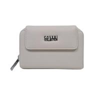 Damen-Geldbörse aus farbigem Kunstleder, praktisch, funktional, Geldbörse, Geld und Dokumente, Logo, aus Metall, COVERI COLLECTION Abmessungen 14 x 9 x 2 cm Art. 05-7, beige, 14X9X2, Zeitgenössisch