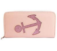 Damen Geldbörse aus Lederimitat Rosa Anker Format 19 x 10 cm