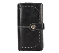 Damen-Geldbörse, Doppelter Druckknopf, Weich, Großes Fassungsvermögen, Verschleißfest, blockierende Lederbrieftasche, Verstellbare Elastizität, mit Reißverschluss für den Alltag