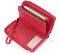 Damen Geldbörse groß RFID Schlüsseltasche mehrfach Leder Rot