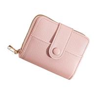 Damen-Geldbörse mit Druckknopf, Kartenhalter, PU-Leder, Münzgeldbörse, rose