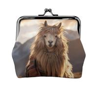 Damen-Geldbörse mit indischem Alpaka-Druck, kleine Beutel mit Kussschloss, für Münzen, Karten, kleine Gegenstände