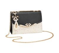 Damen-Geldbörse mit Pailletten - Geldbörse für Damen - Geldbörse für Damen - Geldbörse für Damen - Elegante und langlebige Abendtasche mit Glitzer und Kettenriemen, Hochzeitstaschen mit Linse, Schwarz