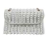 Damen-Geldbörse mit Strasssteinen - glitzernde Abendtasche luxuriöses Design - tragbare, weiche Strass-Clutch für Frauen, Freundin, Mutter, Ehefrau, silber, Refer to description