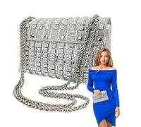 Damen-Geldbörse mit Strasssteinen - glitzernde Damen-Geldbörse, luxuriöses Design, tragbare, weiche Strass-Clutch-Geldbörse für Frauen, Freundin, Mutter, Ehefrau, Silber, Refer to description