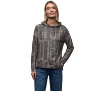 Kapuzenpullover STREET ONE, Damen, Gr. 42, schwarzest braun, Strick, Obermaterial: 51% Polyester, 45% Viskose, 4% Elasthan. Futter: 100% Viskose, figurumspielend hüftlang, ohne Ausschnitt, angesetztes