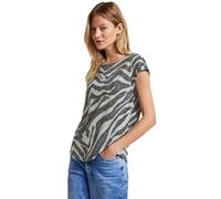 STREET ONE Damen A323574 Gemustertes Ausbrenner-Shirt, Pine Grove Green, 40