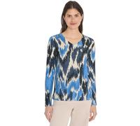 Langarmshirt CECIL, Damen, Gr. L (42), universal blau melange, Stoff, 67% Viskose, 28% Polyester, 5% Elasthan, gemustert, normal, V-Ausschnitt, Bündchen, Shirts Langarmshirt, aus softer Viskose (14444