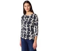 Street One - Shirt mit 3/4-Arm, U-Boot-Ausschnitt und grafischem Print blau - Gr. - 38