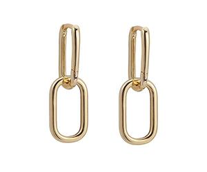 Damen geometrische ovale Ohrringe einfache Metallart abnehmbare Ohrringe Brautschmuck Geschenk minimalistischer Schmuck Silber ineinandergreifender Kreis baumeln ovale Creolen Elefanten Ohrringe