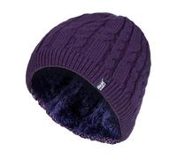 Damen gerippt Kabel stricken Fleece gefüttert Thermal gestrickt Beanie Hut Einheitsgröße