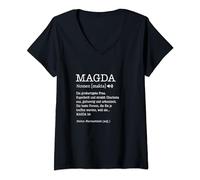 Damen Geschenk für Magda Lustige Definition Personalisierten Namen T-Shirt mit V-Ausschnitt