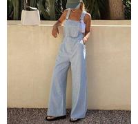 Damen gestreifte Taillenjumpsuit, lässige Jeans-Latzhose und Jumpsuit