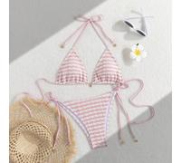 Damen gestreifte und wasserfallartige gespaltene Badeanzüge, sexy Bikini, farblich abgesetzter Luxus-Bikini für heiße Quellen-Partys, vorsichtig masch