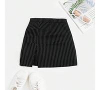 Damen gestreifter figurbetont Mini Rock mit hoher Taille, sexy ausgeschnittenes lässiges Club Outfit Ausgestellter plissierter A-Linien Rock, vielseit