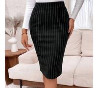 Damen gestreifter minimalistischer A-Linien Rock, Lässig Alltagskleidung