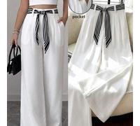 Damen gestreifter Schal Kontraststreifen Dekor Anzughose Lange Hose Frühling Sommer elegant Pendeln