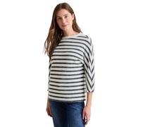 Cecil Langarmshirt Gestreiftes Federgarn – Damen U-Boot-Ausschnitt, Blau Gr. L