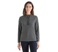 Langarmshirt CECIL, Damen, Gr. S (38), cool grau, Web, 70% Baumwolle, 30% Polyester, gestreift, normal normal, hoch geschlossener Ausschnitt, abgesteppt, Shirts Langarmshirt, mit Tunnelzugband am Krag