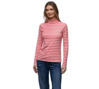 Langarmshirt STREET ONE, Damen, Gr. 44, striking coral, Web, 95% Baumwolle, 5% Elasthan, gestreift, normal normal, hoch geschlossener Ausschnitt, abgesteppt, Shirts Langarmshirt, mit Turtleneck (71987