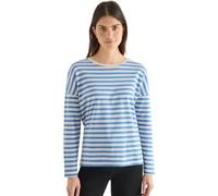 Cecil Gestreiftes Langarmshirt Damen – 100% Baumwolle, U-Boot-Ausschnitt, fountain blau, Gr. XL (44)
